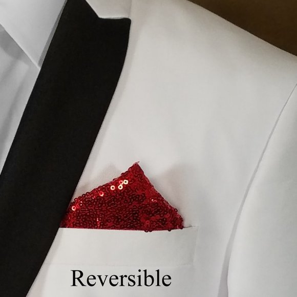 Men's Sequin Pre-Folded Pocket Square Insert - Red - Picture 6 of 8